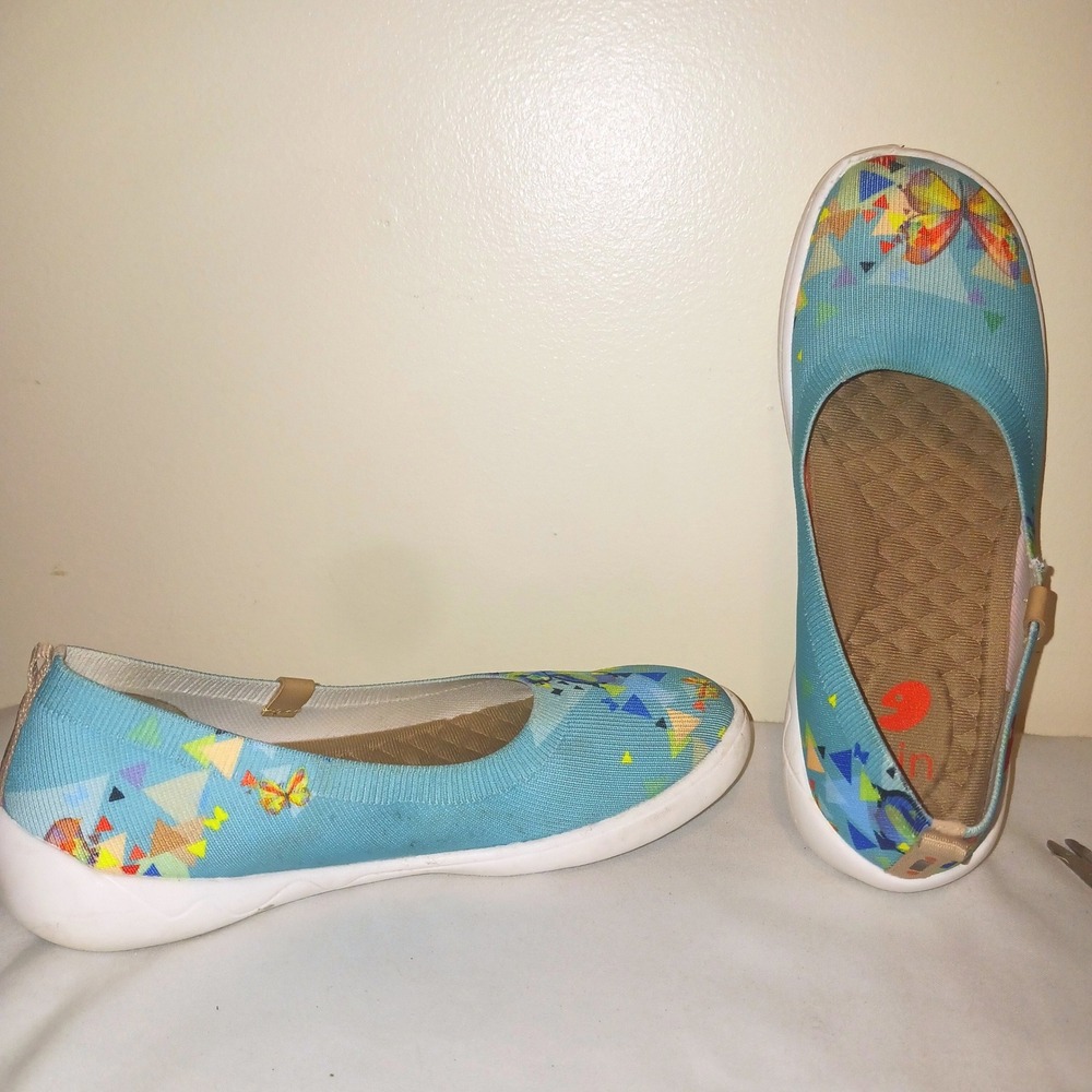 UIN Cubic Butterfly Whimsical Slip On Travel lightweight walking Shoes 6.5